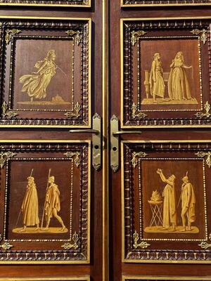 Exceptional Double Sided Doors.  en Mahogany / Bronze - Gilt / Glass., 19 th century