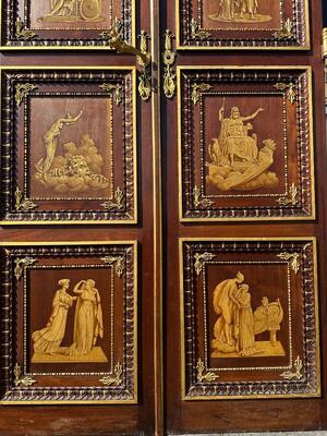 Exceptional Double Sided Doors.  en Mahogany / Bronze - Gilt / Glass., 19 th century