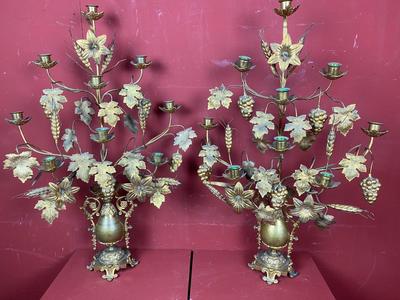 Floral Candle Holders  en Brass / Bronze , France 19th century ( anno 1875 )