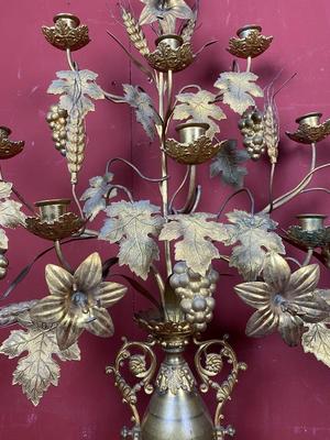 Floral Candle Holders  en Brass / Bronze , France 19th century ( anno 1875 )