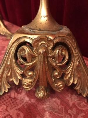 Flower Candle Holders en Brass / Bronze / Gilt, France 19th century