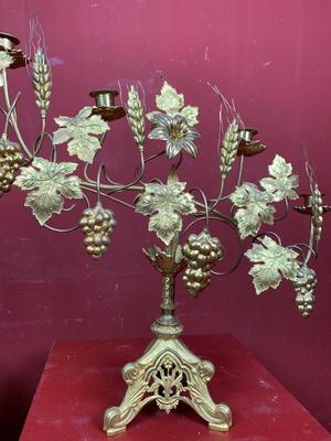 Flower Candle Holders en Brass / Bronze / Gilt, France 19th century ( anno 1890 )