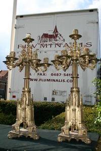 Candle Sticks style Gothic en Bronze, France 19th Century