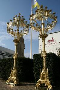 Chandeliers style gothic en bronze, France 19th century