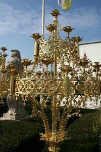 Chandeliers style gothic en bronze, France 19th century