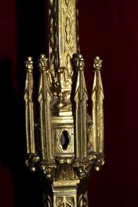 Exceptional Candle Sticks style Gothic en Full - Bronze - Gilt, France 19th century