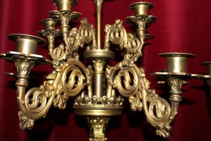 Exceptional Candle Sticks style Gothic en Full - Bronze - Gilt, France 19th century