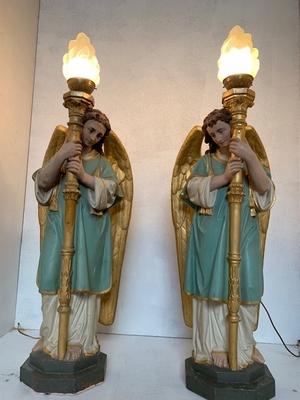 Angels style Gothic - style en Terra-Cotta polychrome, France 19th century ( anno 1890 )
