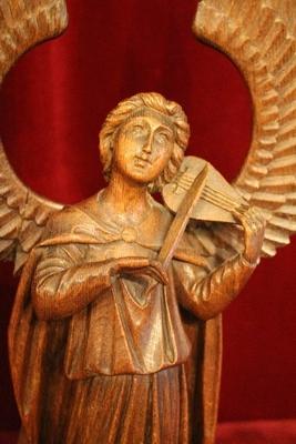 Angels style Gothic - style en hand-carved wood Oak, Belgium 19th century ( anno 1875 )