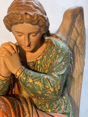 Angels style Gothic - style en plaster polychrome, France 19th century ( anno 1890 )