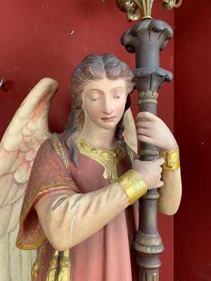 Angels style Gothic - Style en plaster polychrome, France 19th century ( anno 1890 )