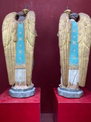 Angels style Gothic - style en Terra - Cotta Polychrome, France 19 th century ( Anno 1865 )