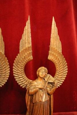 Angels style Gothic - style en hand-carved wood Oak, Belgium 19th century ( anno 1875 )