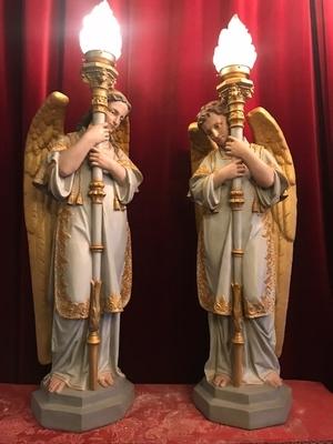 Angels Atelier Regony style Gothic - style en plaster polychrome, France 19th century ( anno 1890 )