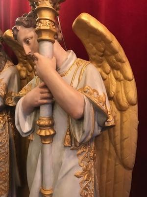 Angels Atelier Regony style Gothic - style en plaster polychrome, France 19th century ( anno 1890 )