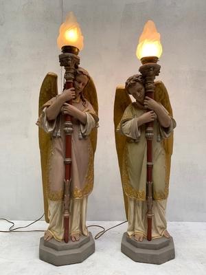 Angels Atelier Regony style Gothic Style en Composite Polychrome, France 19 th Century