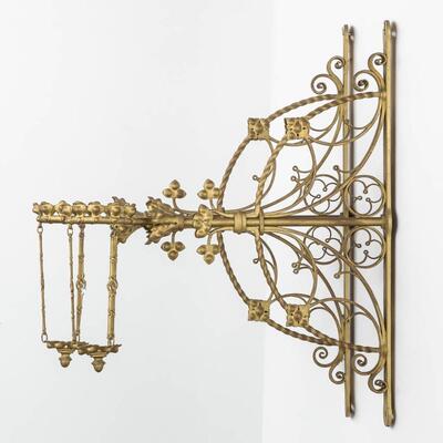 Antique Wall-Mounted Hangers For 'Eternal Lights' style Gothic - Style en Brass / Bronze / Gilt, Belgium  19 th century