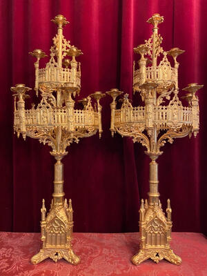 Candelabra style Gothic - style en Bronze / Polished and Varnished, France 19 th century