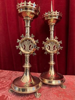 Candle Holders style Gothic - Style en Bronze / Bronze, Belgium  19 th century ( Anno 1895 )