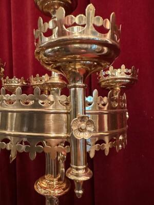 Candle Holders style Gothic - Style en Brass / Bronze / Polished and Varnished, Belgium  19 th century ( Anno 1885 )