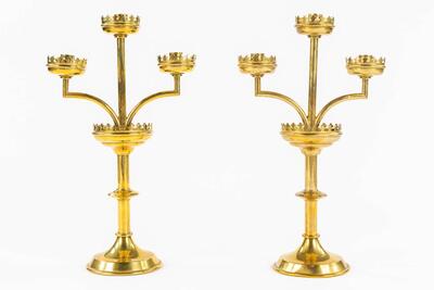 Candle Holders  style Gothic - Style en Brass, Belgium  19 th century