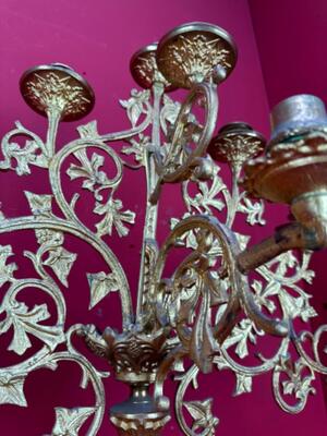 Candle Holders style Gothic - Style en Bronze Gilt, France 19 th century ( Anno 1885 )