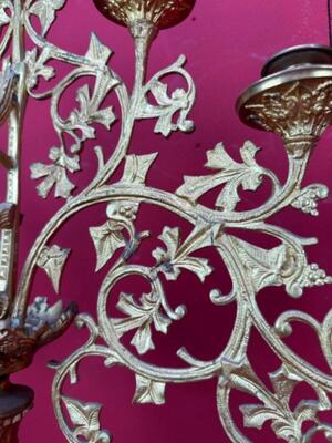 Candle Holders style Gothic - Style en Bronze Gilt, France 19 th century ( Anno 1885 )