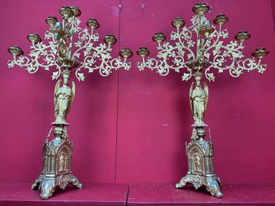 Candle Holders style Gothic - Style en Bronze Gilt, France 19 th century ( Anno 1885 )