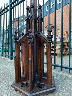 Candle Holders style Gothic - style en Oak wood, Belgium 19th century ( anno 1850 )