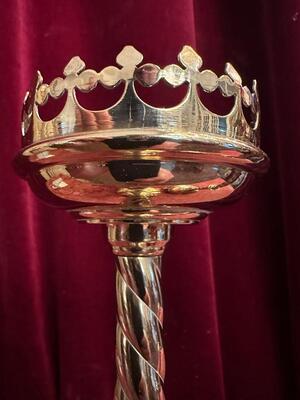 Candle Holders style Gothic - Style en Brass / Bronze, Belgium  19 th century