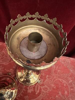 Candle Holders style Gothic - Style en Brass / Bronze, Belgium  19 th century