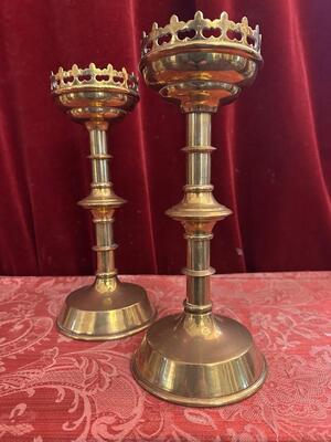 Candle Holders  style Gothic - Style en Brass / Bronze, Belgium  19 th century