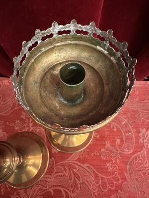 Candle Holders  style Gothic - Style en Brass / Bronze, Belgium  19 th century