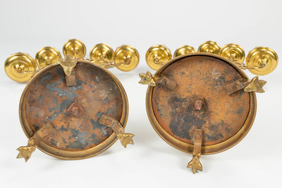 Candle Holders  style Gothic - Style en Brass / Bronze, Belgium 19 th century