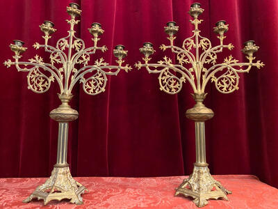 Candle Holders style Gothic - style en Bronze, Belgium  19 th century ( Anno 1890 )