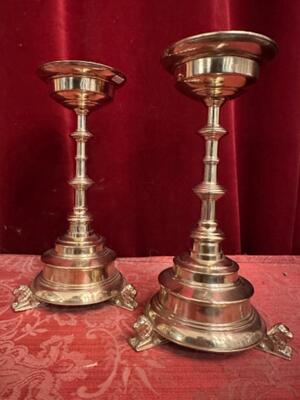 Candle Holders Measures Without Pin style Gothic - Style en Bronze, Belgium  19 th century ( Anno 1865 )