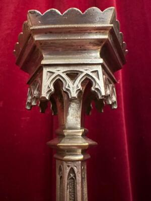 Candle Holders Measures Without Pin style Gothic - Style en Bronze Silver Plated, Belgium  19 th century ( Anno 1885 )