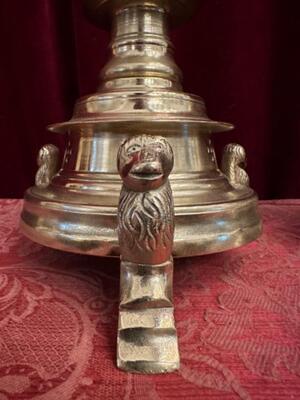Candle Holders Measures Without Pin style Gothic - Style en Bronze / Polished and Varnished, Belgium  19 th century ( Anno 1855 )