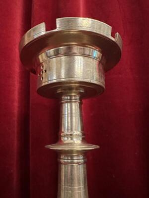 Candle Holders Measures Without Pin style Gothic - Style en Bronze / Polished and Varnished, Belgium  19 th century ( Anno 1855 )