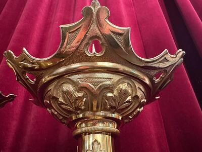 Candle Holders Measures Without Pin style Gothic - Style en Bronze / Polished and Varnished, France 19 th century ( Anno 1885 )