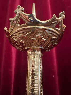 Pair Gothic - Style Candle Holders Measures Without Pin