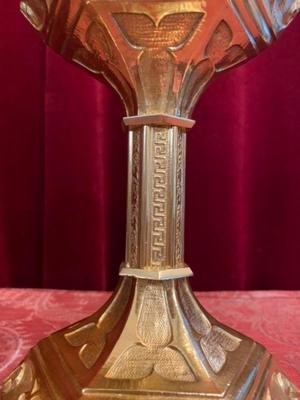 Candle Holders Measures Without Pin style Gothic - Style en Bronze / Polished and Varnished, Belgium 19 th century ( Anno 1890 )