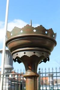 Candle Sticks. Possibility To Polish. style Gothic - style en Brass / Bronze, Dutch 19th century