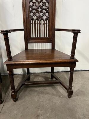 Chairs style Gothic - Style en Oak wood, France 19 th century