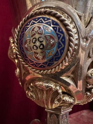 Chalice & Ciborium  style Gothic - Style en Full - Silver / Enamel, France 19 th century ( Anno 1865 )