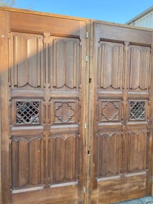 Church Doors style Gothic - style en Oak wood, Belgium  19 th century