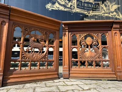 Communion Rails style Gothic - Style en Oak wood, Belgium  19 th century ( Anno 1875 )