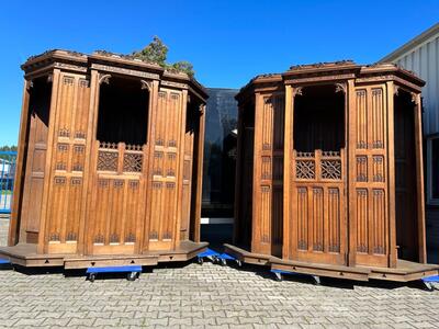 Confessionals  style Gothic - Style en Oak wood, Belgium  19 th century