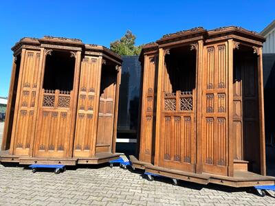 Confessionals  style Gothic - Style en Oak wood, Belgium  19 th century