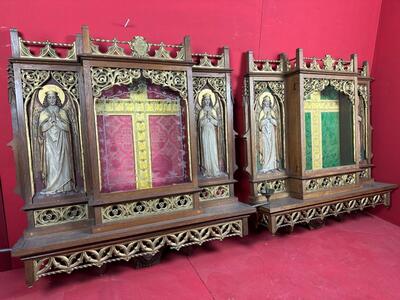 Display Cabinets For Reliquaries - Relics style Gothic - Style en Oak wood / Glass, Belgium  19 th century ( Anno 1865 )